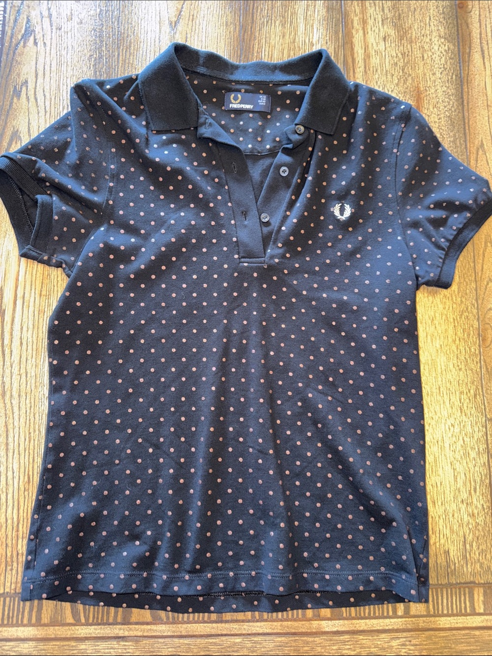 Fred Perry Black Polo with Bronze Dot Pattern